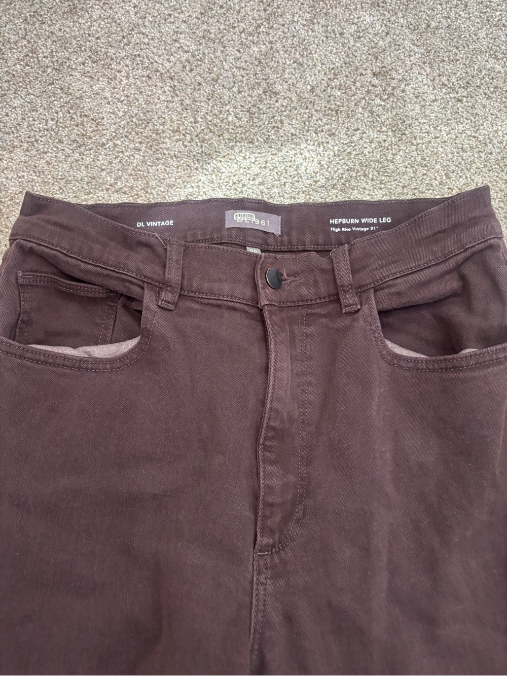 DL 1961 Hepburn Wide Leg High-Rise Vintage Dark Cocoa Brown Jeans Size 29 - Picture 10 of 14